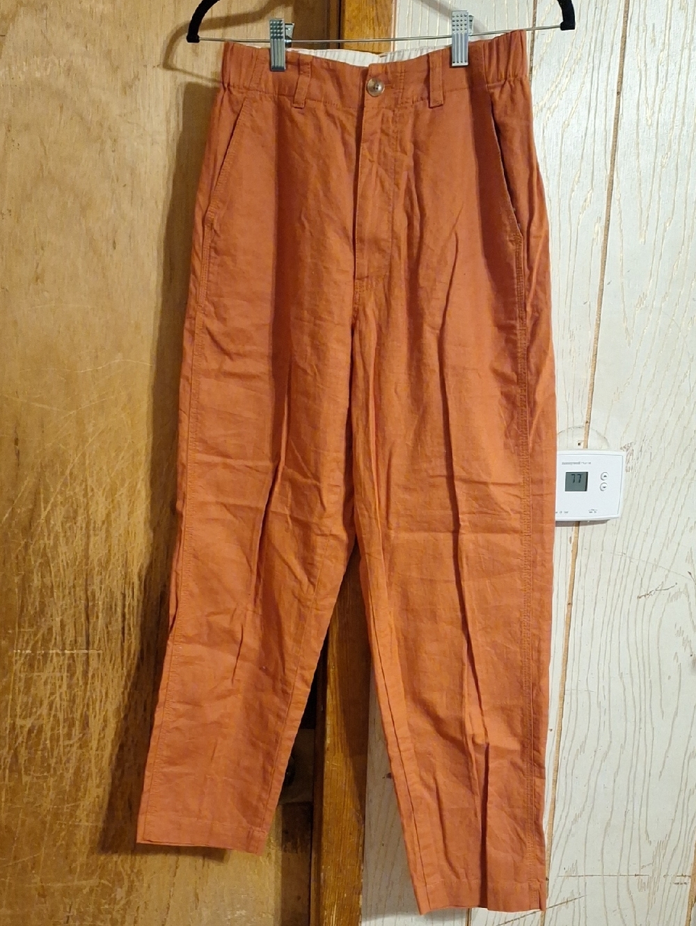 Uniqlo Rust Orange High-Rise Tapered Trousers